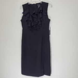 NWT Soho Apparel Ltd. Black Ruffled Neckline Sleeveless Dress.